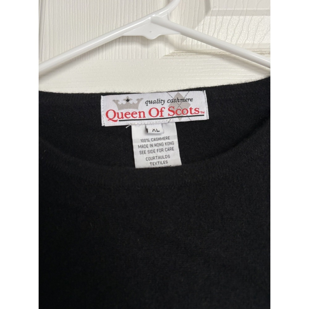 Vintage Queen of Scotland 100% Cashmere Black Crewneck Sweater XL Classic - Picture 4 of 6